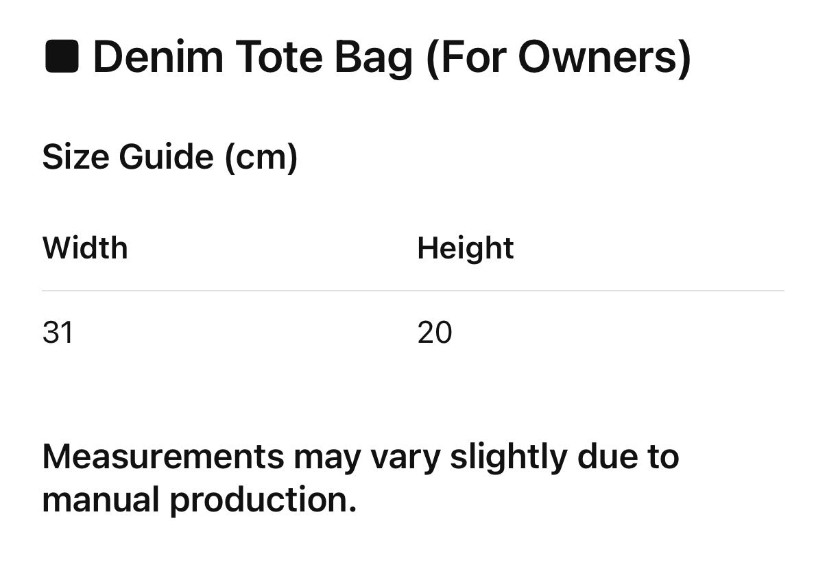 Denim Tote Bag (For Owners)