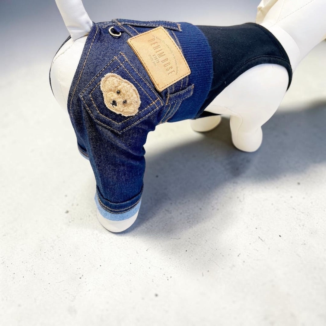 Denim Pants with Poodle Patch