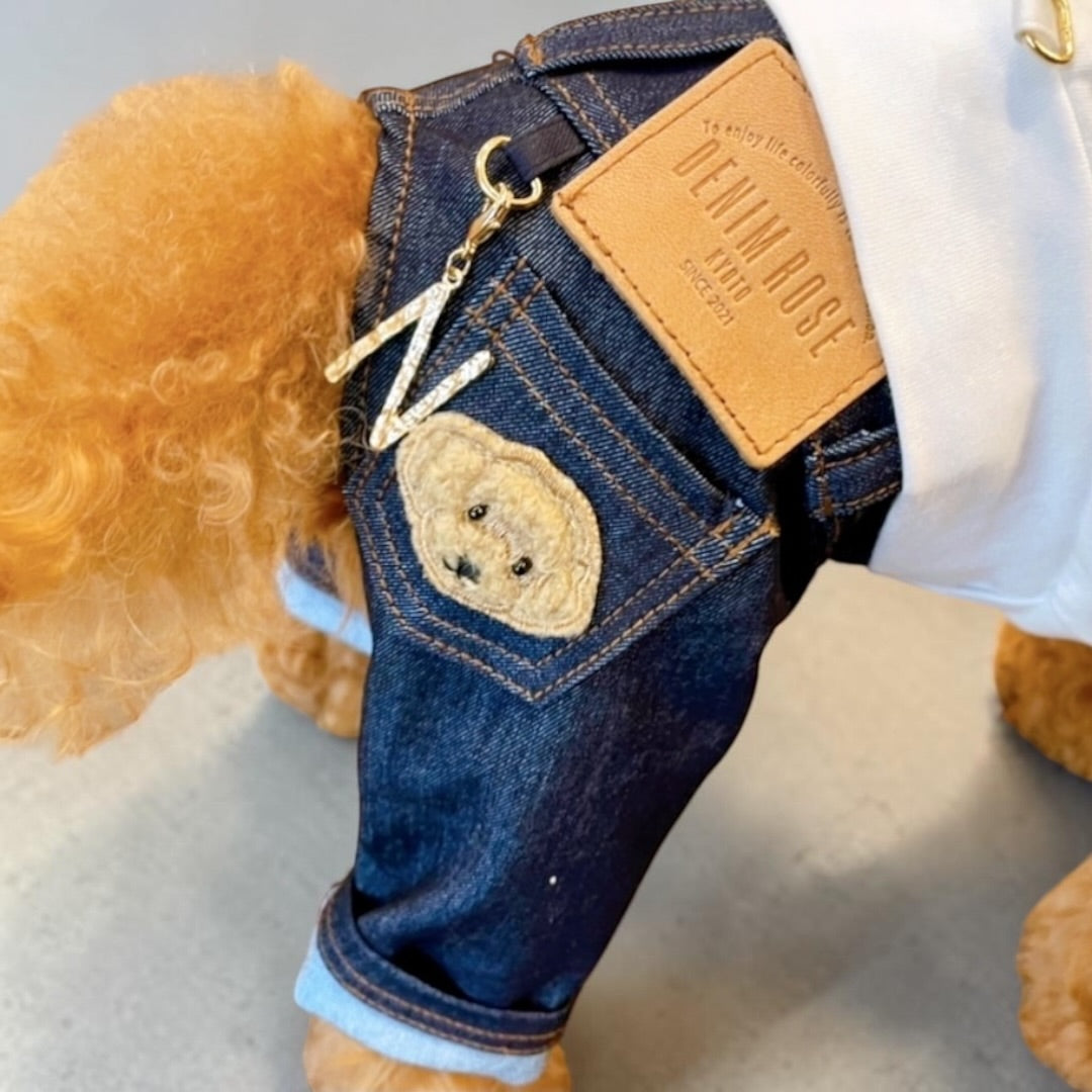 Denim Pants with Poodle Patch