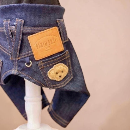 Denim Pants with Poodle Patch